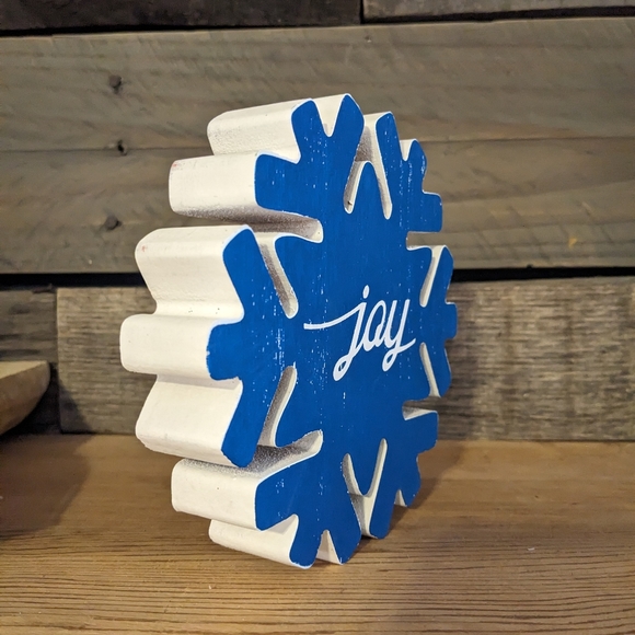SNOWFLAKE JOY Wood Sign Decor NEW Solid Wood - Picture 4 of 5